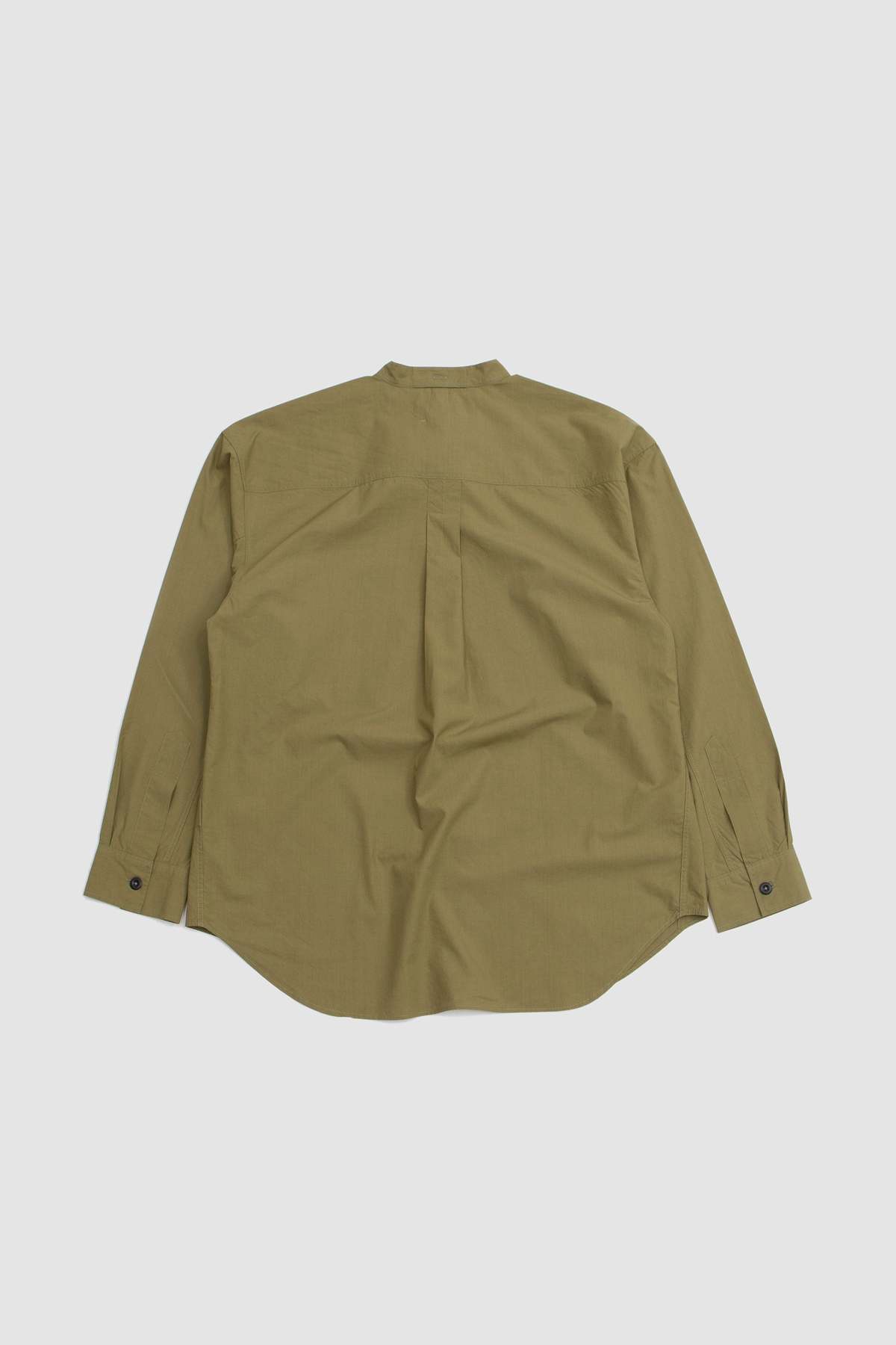 Margaret Howell Cotton Lyocell Oversized Collarless Shirt - Olive