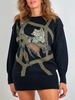 Appliqué Sweater - Ink Black - Thumbnail 3