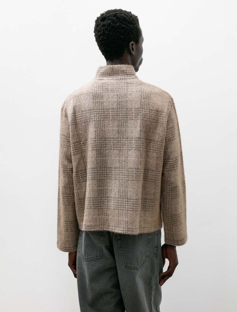 Our Legacy Shrunken Fullzip Polo - Beige Hound Check