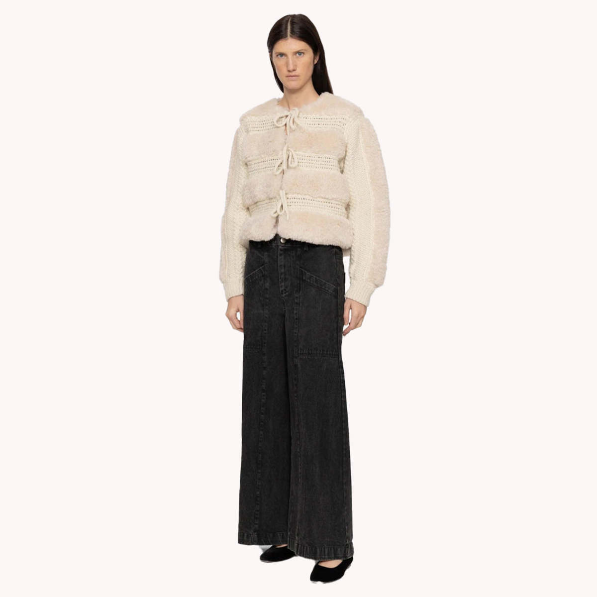 ◆SEA◆Gisele faux shearling&crocheted ウールジャケット◆ Sea Gisele Faux Fur Applique Jacket | Shopbop