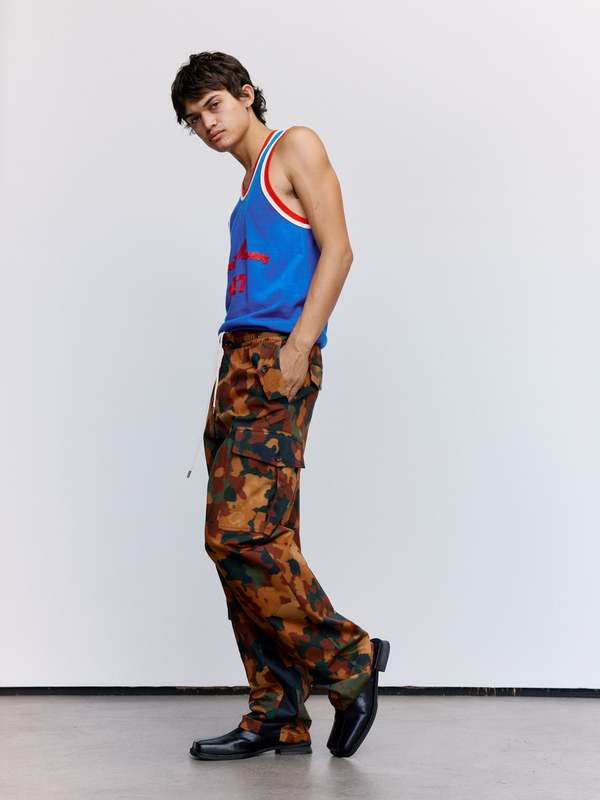 Wales Bonner Rip-Stop Cotton Message Cargo Trousers - Camo Tux Stripe