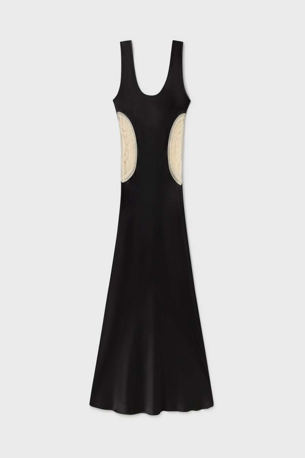 Silk Laundry Doilies Scoop Neck Dress - Black