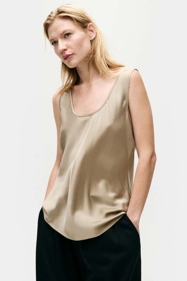 Silk Laundry SCOOP NECK TANK - GRAPHITE