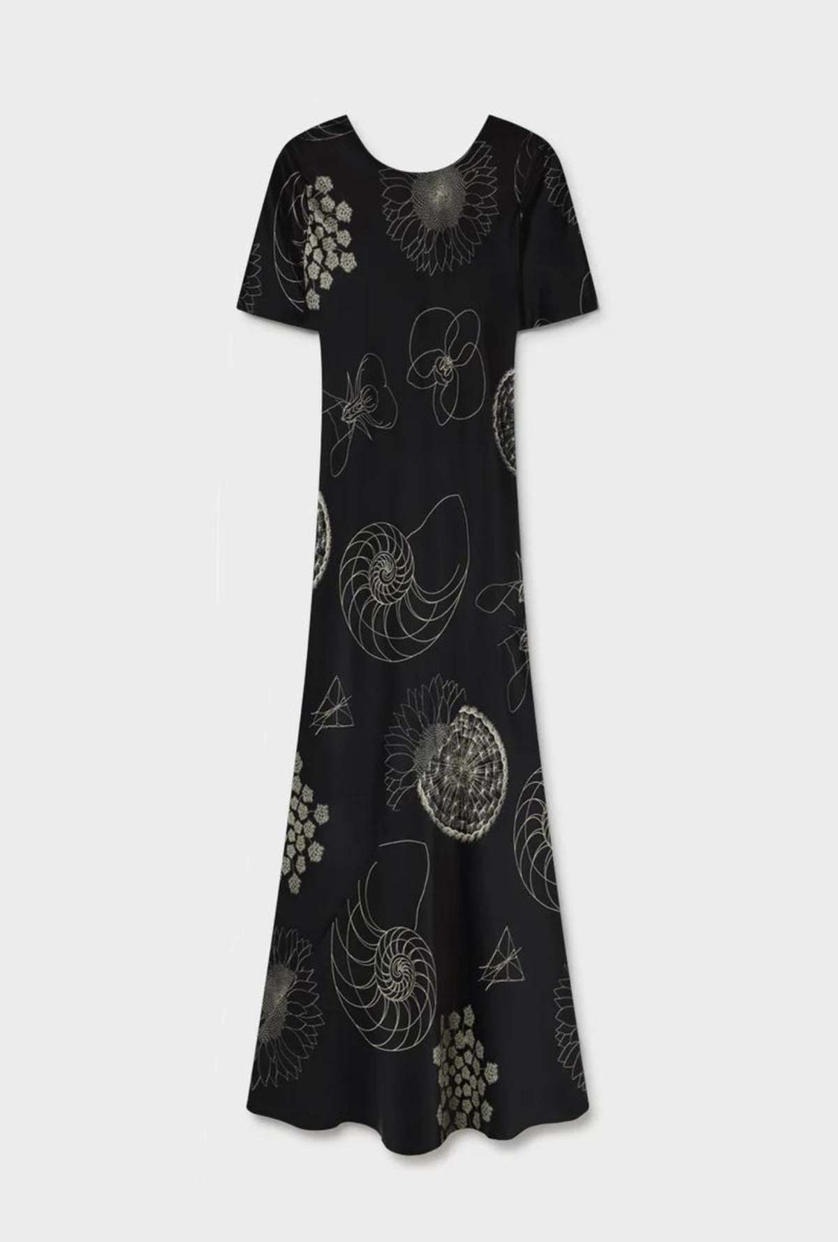 Silk Laundry SHORT SLEEVE BIAS DRESS - FIBONACCI BLACK - Image 1 of 1