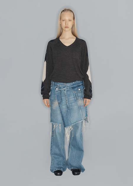 【OPEN YY】24FW VELVET SKIRT LAYERED LEGGINGS (BLACK) OPEN YY