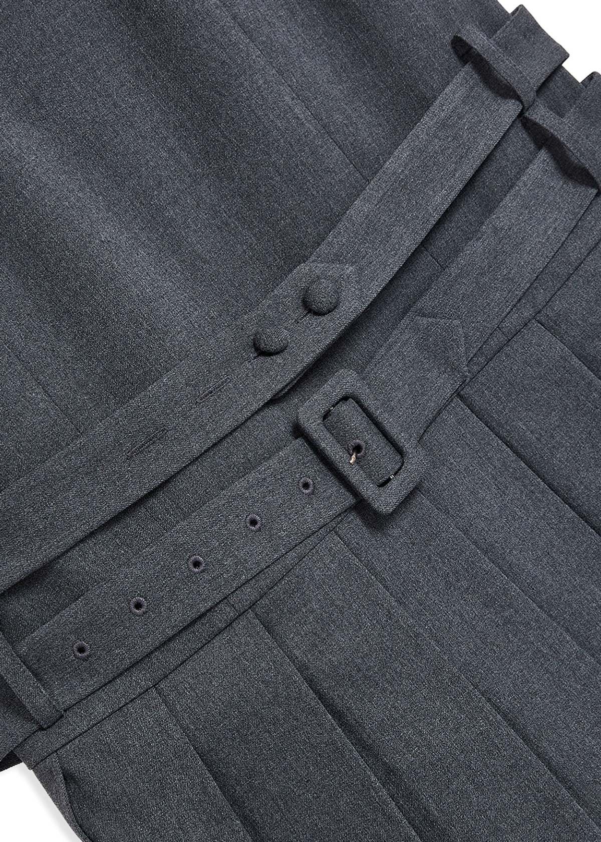 【OPEN Yy】 BELTED PLEATED MINI DRESS OPEN YY Belted Mini Dress - Grey | Garmentory