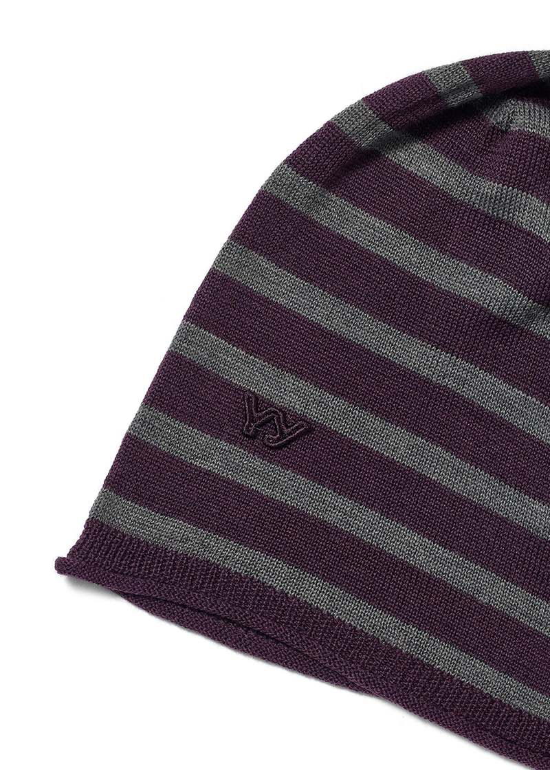 【COYSEIO】 DUAL STRIPE BEANIE PURPLE GREY DUAL STRIPE BEANIE PURPLE GREY - coyseio