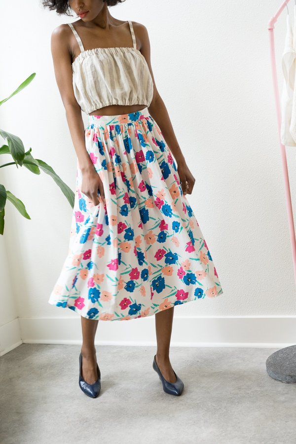 Vintage High Wasted Floral Print 70’S Skirt S Vintage High Wasted Floral Print 70’S Skirt S