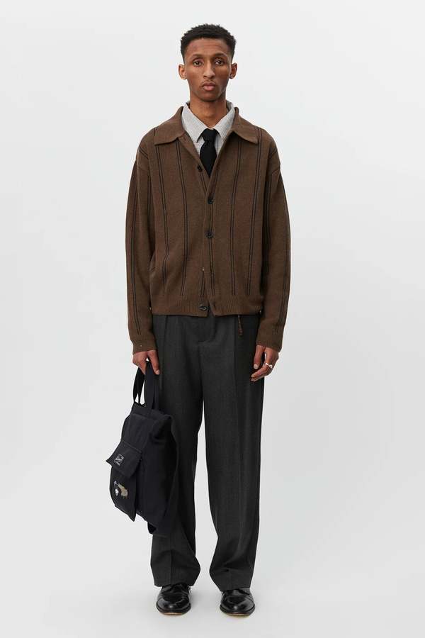 mfpen Formal Cardigan - Light Brown Stripe | Garmentory