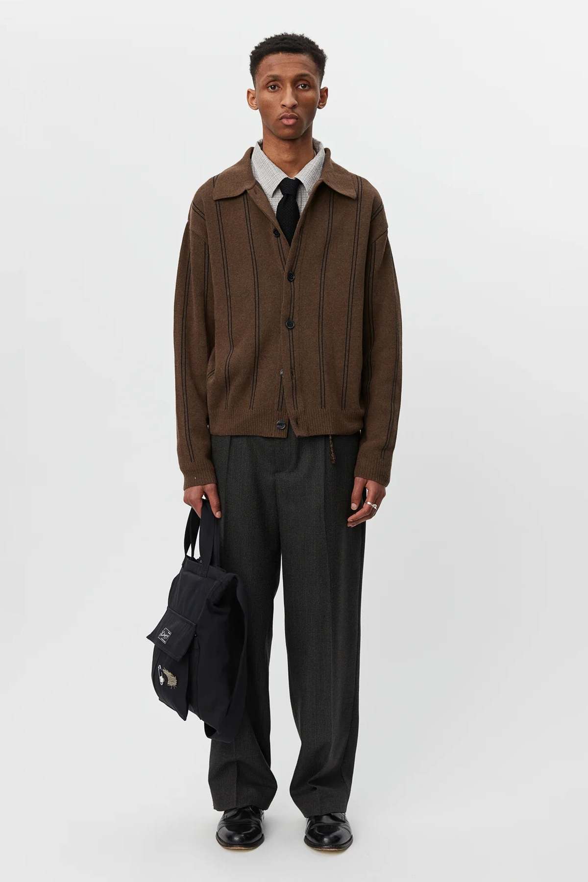 mfpen Formal Cardigan - Light Brown Stripe | Garmentory