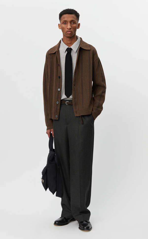 mfpen Formal Cardigan - Light Brown Stripe | Garmentory