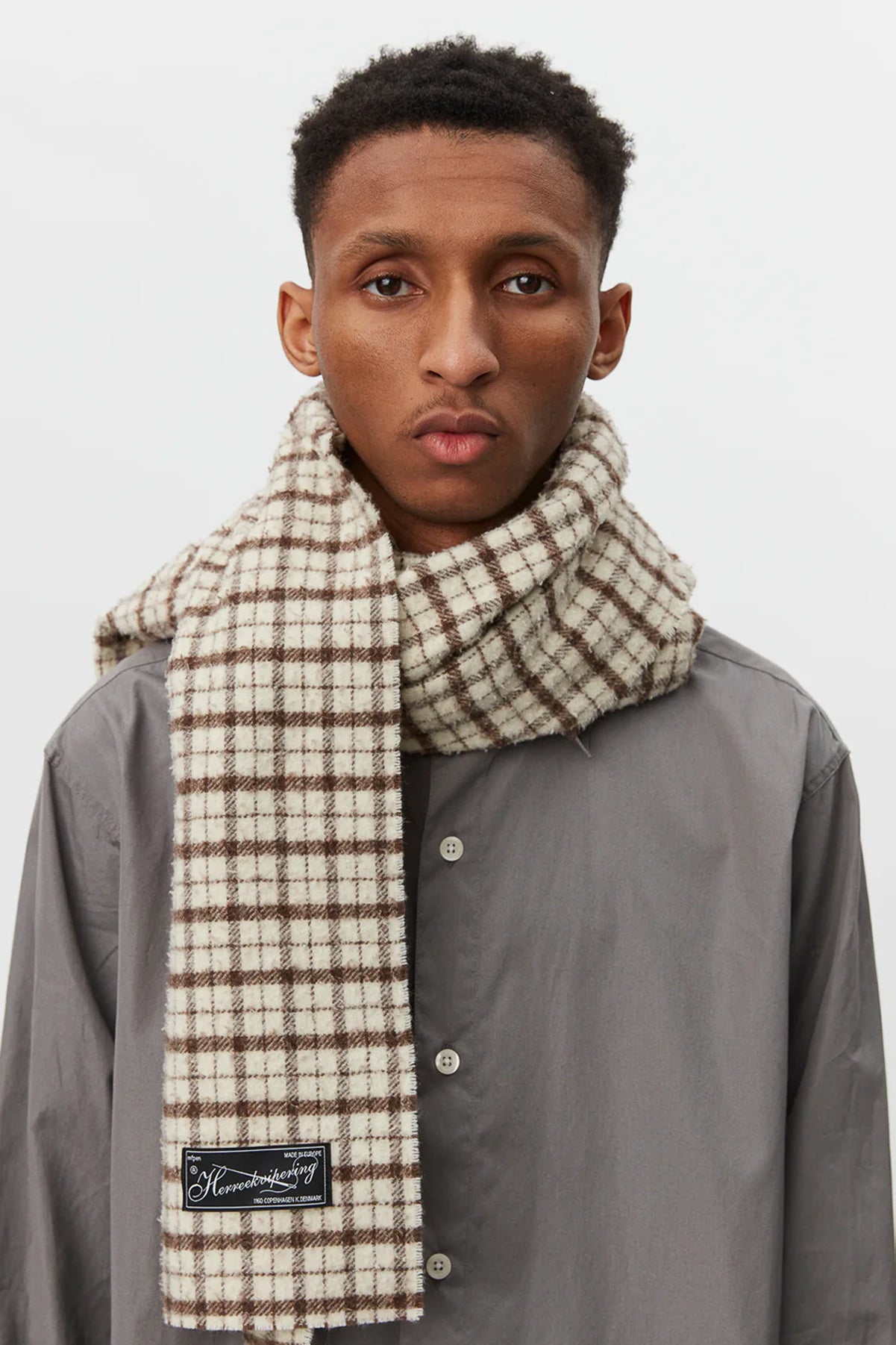Wool-Scarf-Beige-Check-