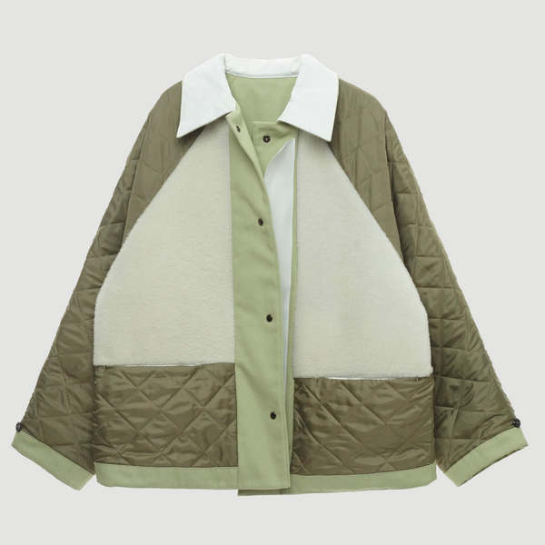 KASSL EDITIONS Canvas Sheepskin Patchwork Reversible Jacket