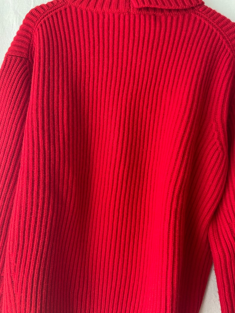 Comme des Garons Red Wool Rib Knit Turtleneck Sweater