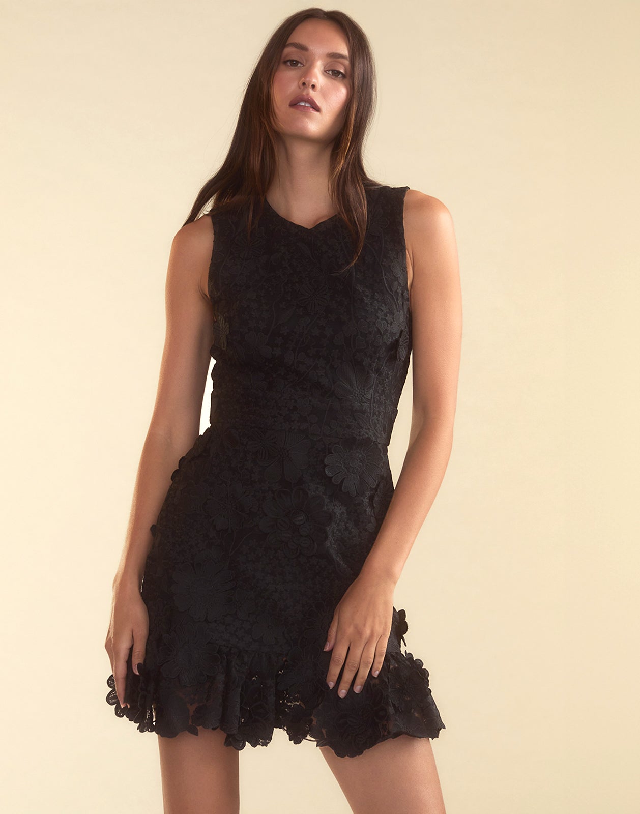 chinese dress ladies Black Lace Sleeveless Midi Dress main image 1