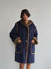 Vintage Suede Faux Shearling Overcoat - Blue - Thumbnail 3