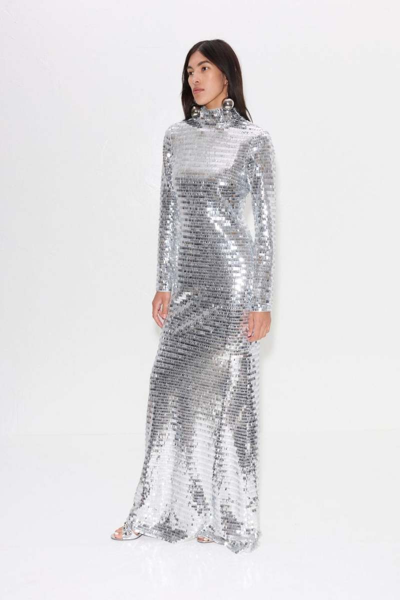 Sequin Sculpty Dress in Satellite Silver