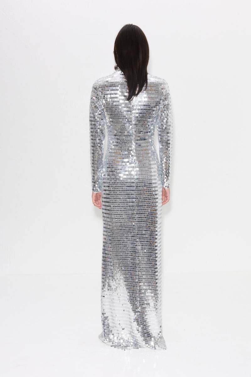 Sequin Sculpty Dress in Satellite Silver