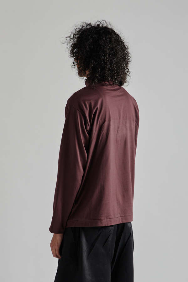 KAPTAIN SUNSHINE Suvin Suede Tenjiku High Neck L/S Tee - Burgandy