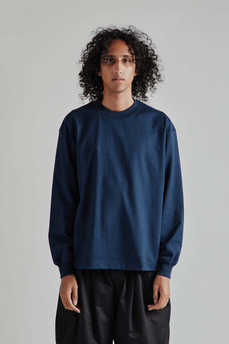 KAPTAIN SUNSHINE Suvin Supima Tube L/S Tee Heavy - Steel Navy 