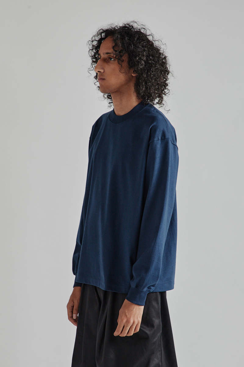 KAPTAIN SUNSHINE Suvin Supima Tube L/S Tee Heavy - Steel Navy