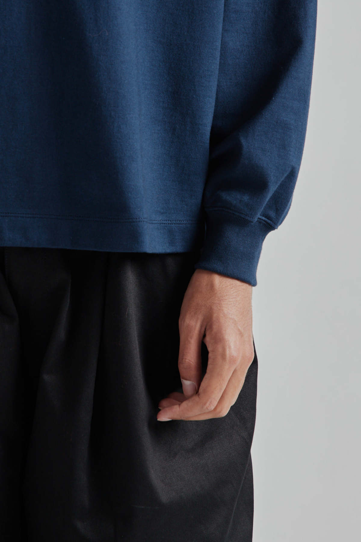 KAPTAIN SUNSHINE Suvin Supima Tube L/S Tee Heavy - Steel Navy