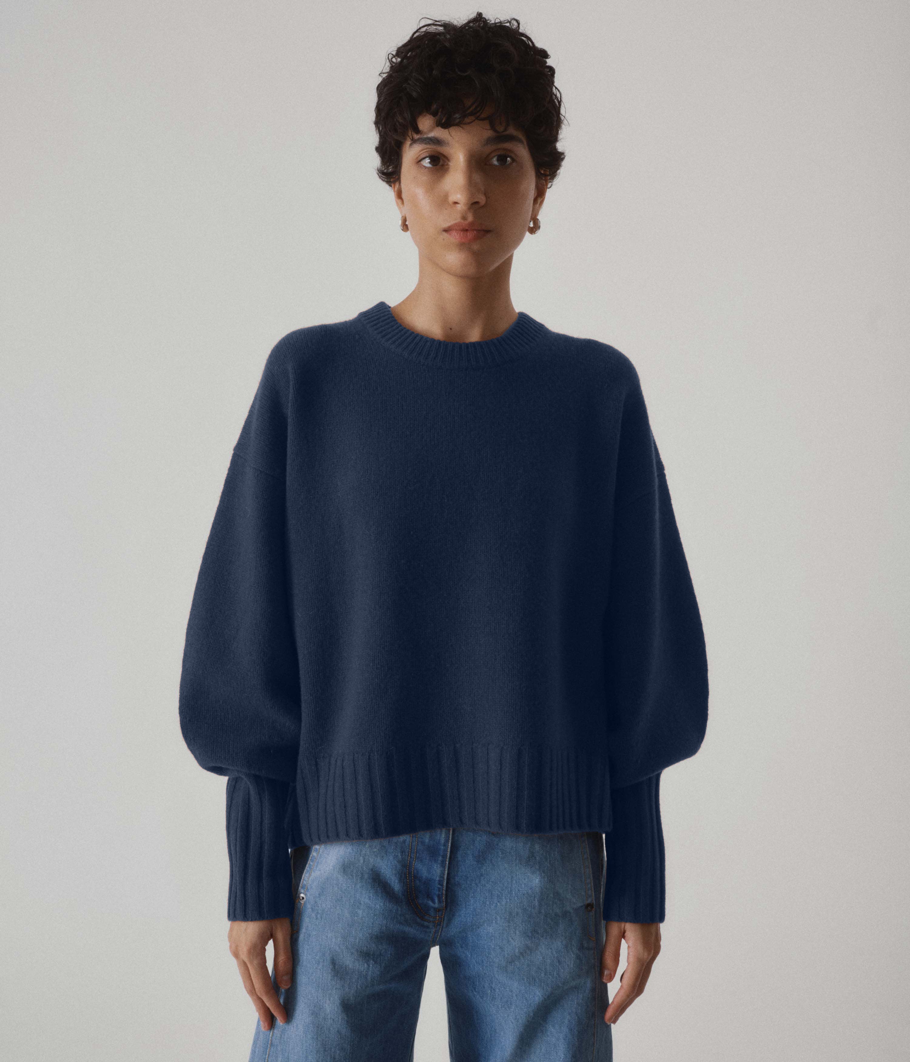 SAYAKA DAVIS NEW YORK Balloon Sleeve Sweater - Indigo | Garmentory