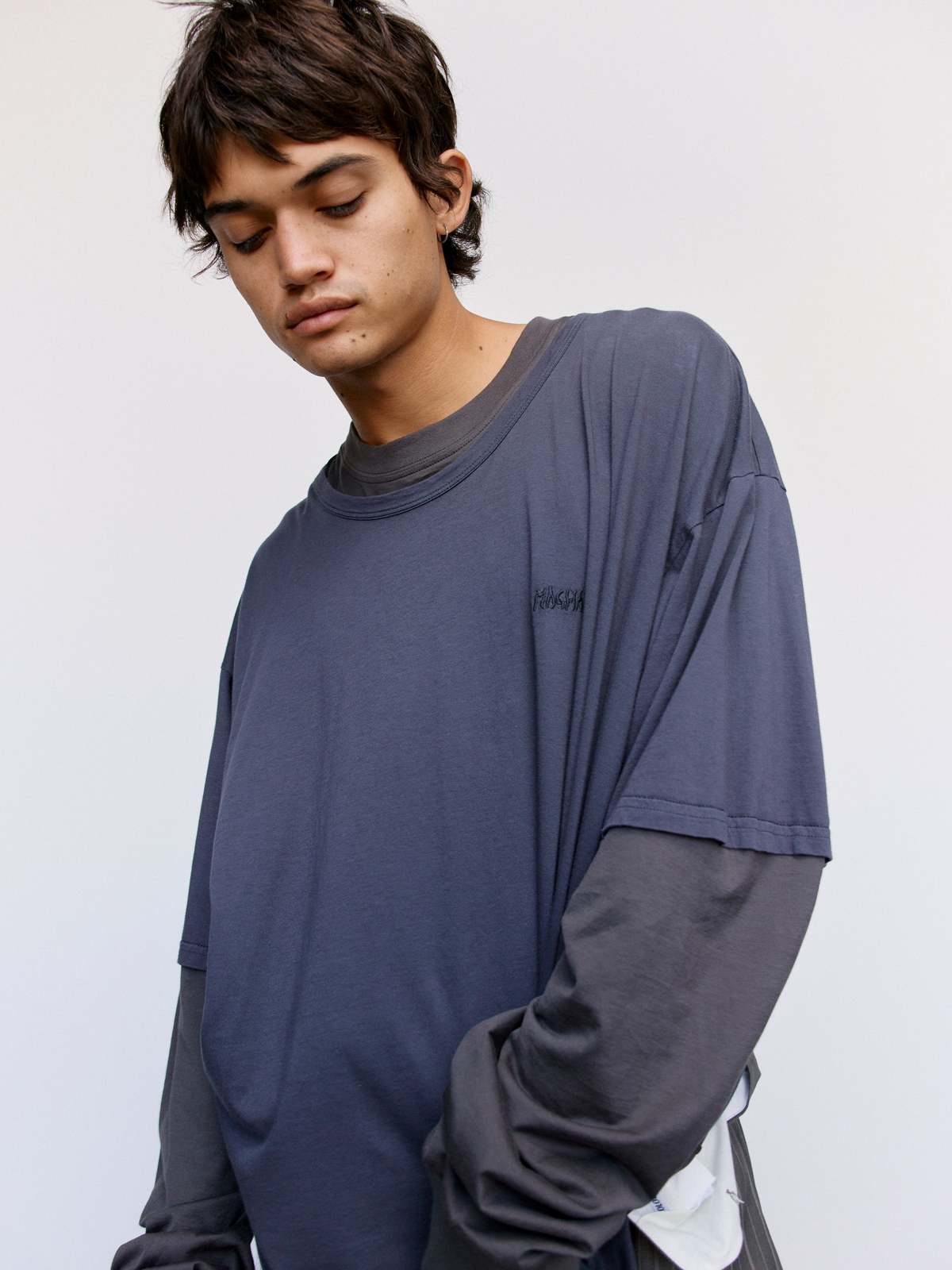 Magliano Layered Cotton Jersey Trauma Oversized Tee - Black Gray