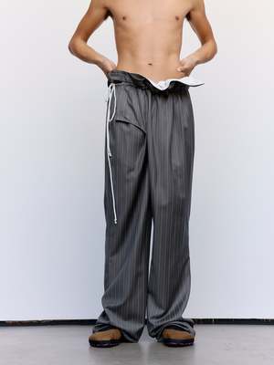 MAGLIANO HUGE ELASTIC PANTS イージーパンツ Magliano Drawstring Huge Pants Techno Pinstripe | Garmentory