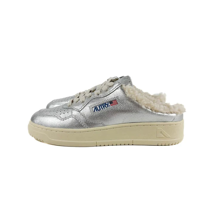 Autry Medalist Low Mule LR01 Shoes Leather/Shearling Silver