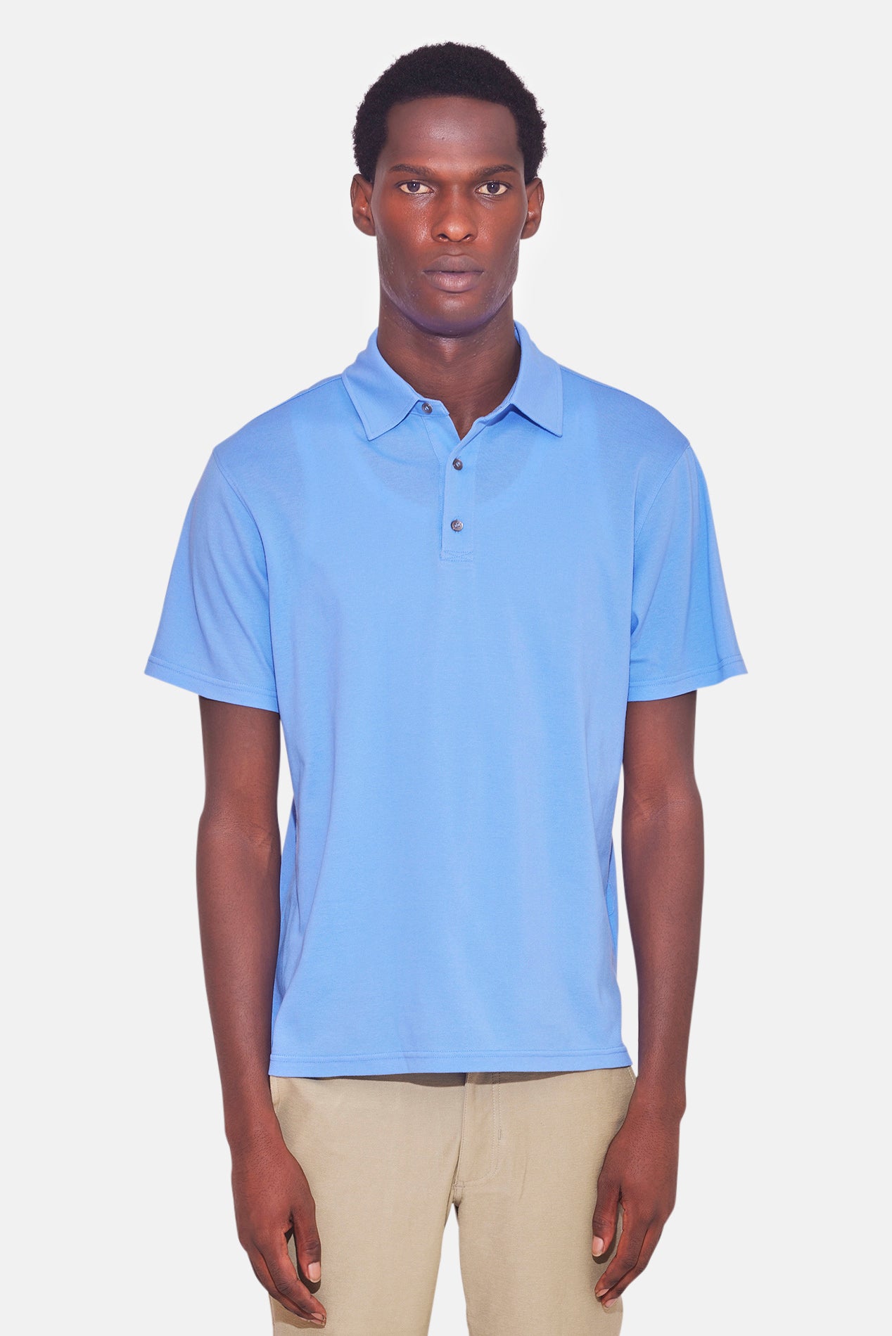 Blue&Cream Atlantic SS Pique Polo - Blue | Garmentory