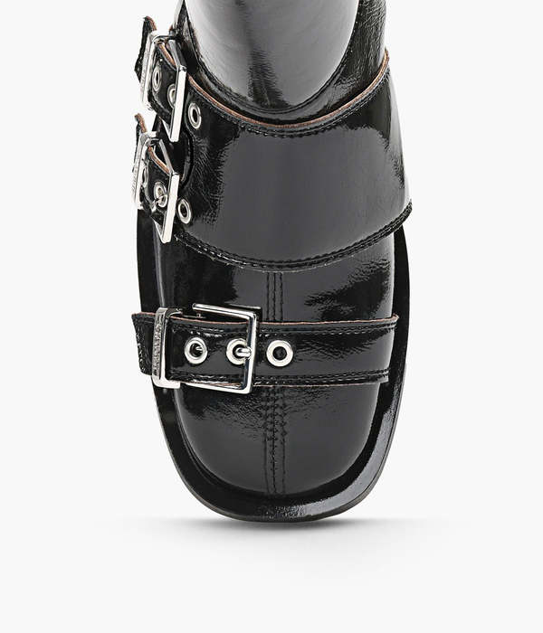 Ganni Feminine Buckle Naplack Boot - Black | Garmentory