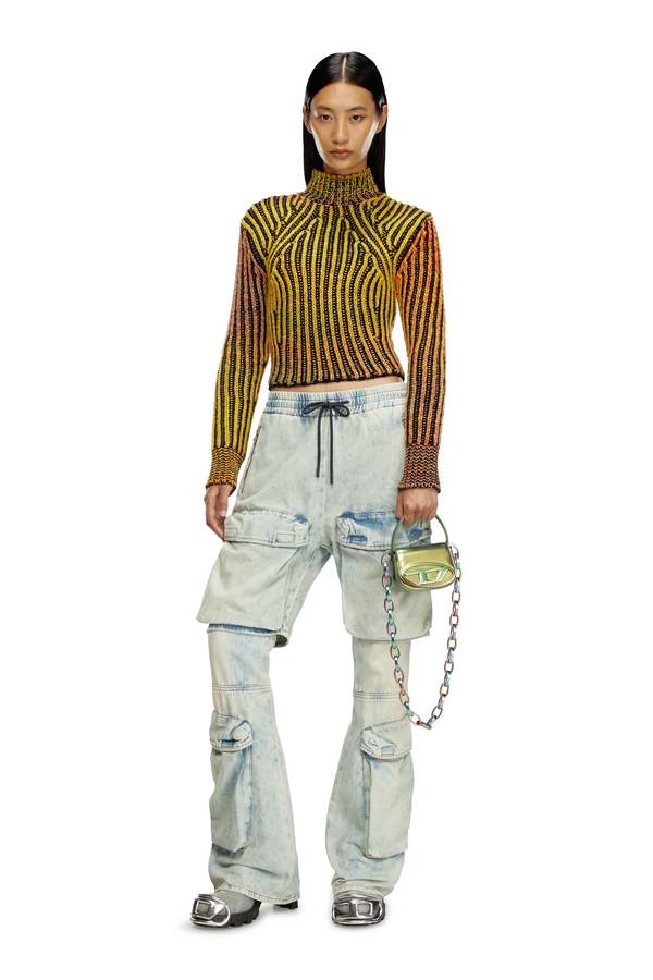 DIESEL Archive sidezip knit 変形 ハイネック DIESEL M Orkid Knit Sweater - Black/Red/Yellow | Garmentory