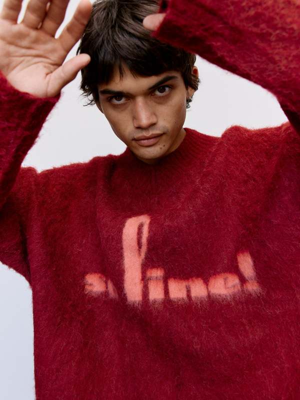 Martine Rose Brushed Mohair V-Neck Jumper - Burgundy Red