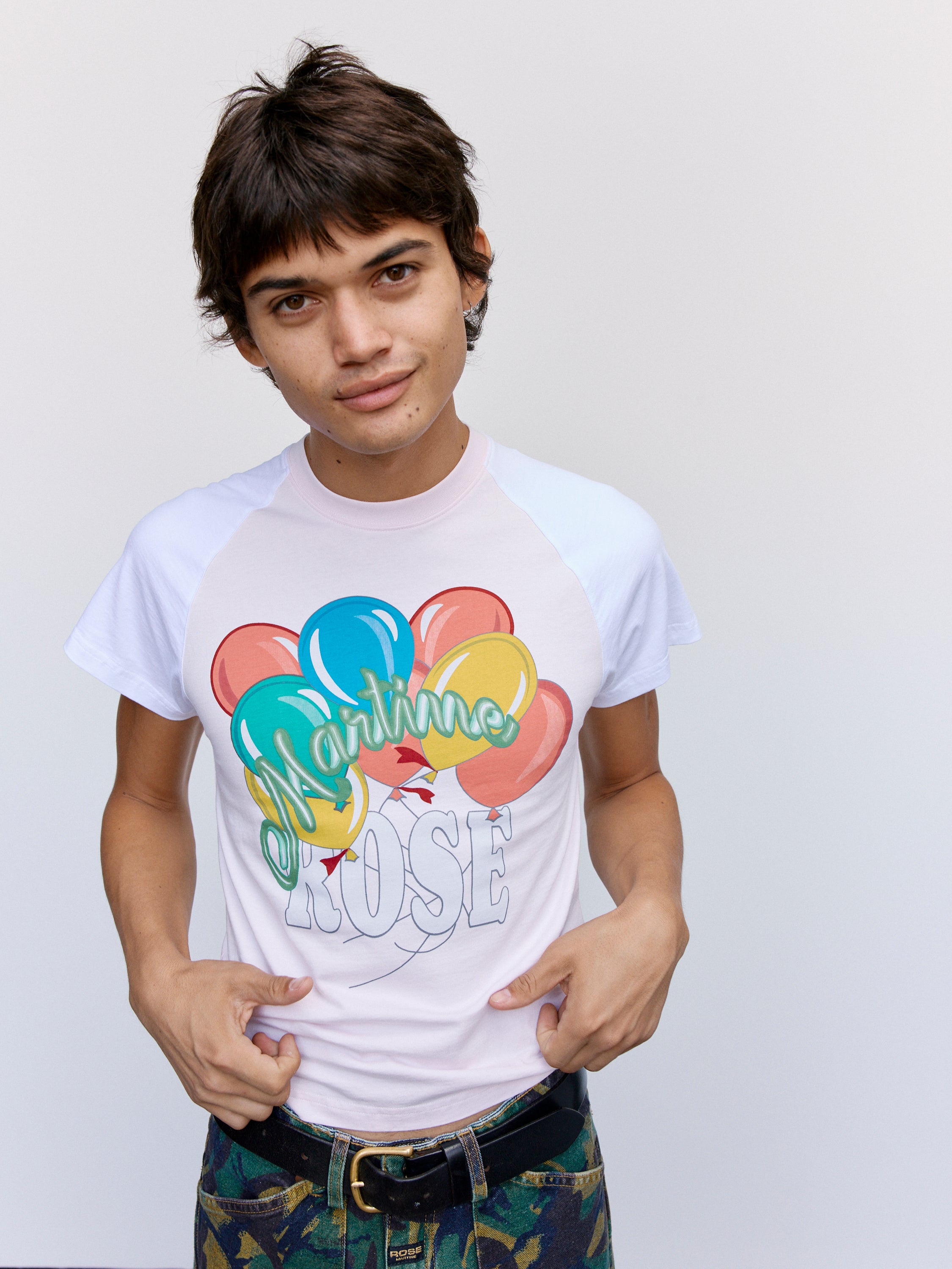 Martine Rose Raglan Shrunken T-Shirt - Pale Pink | Garmentory