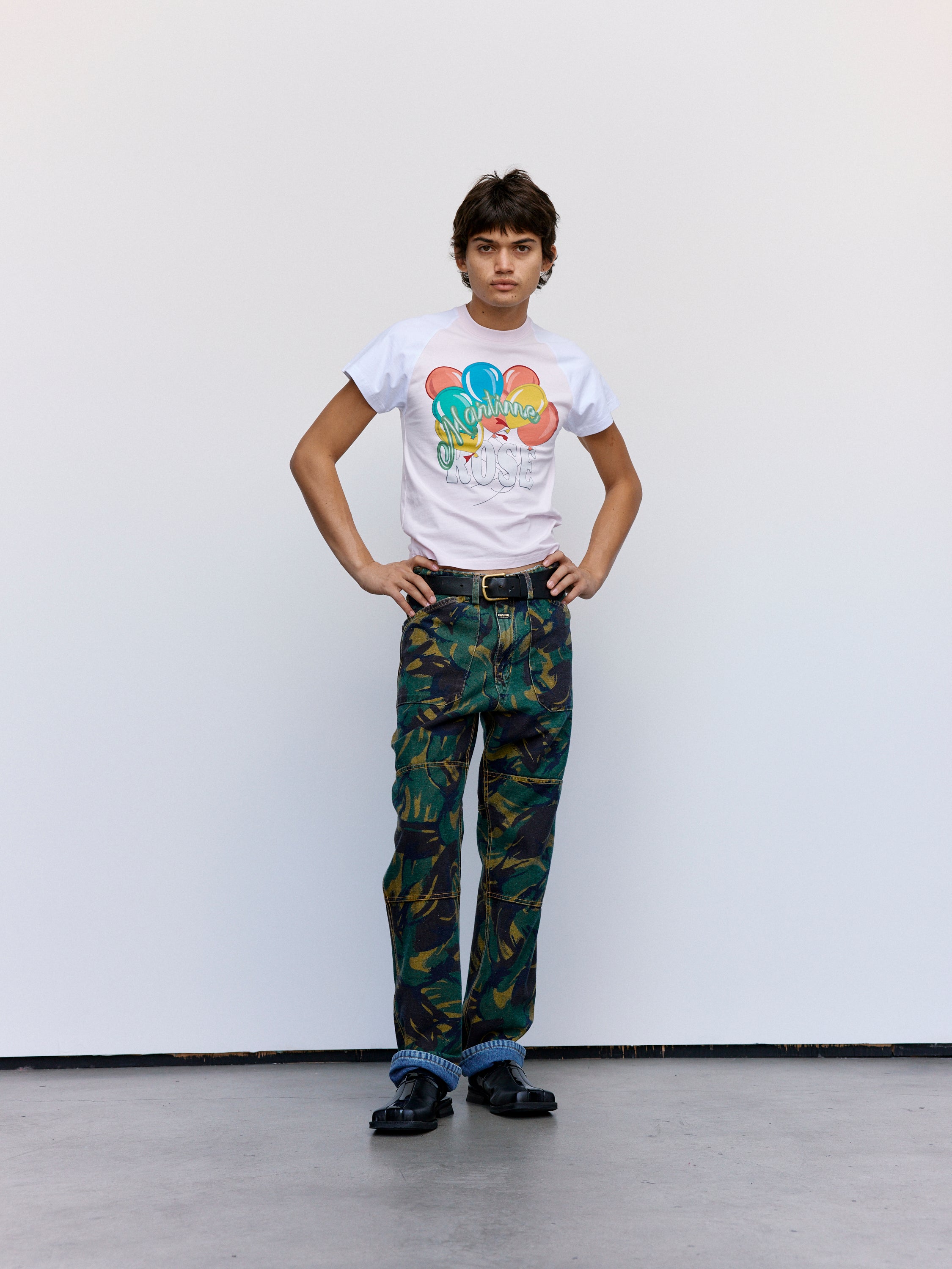 Martine Rose Blue Green Camouflage Denim Pants