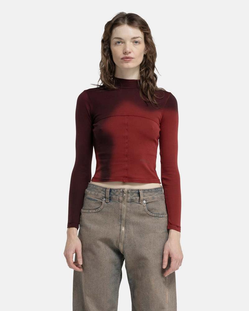 ECKHAUS LATTA Lapped Baby Turtleneck - Maroon Blur | Garmentory