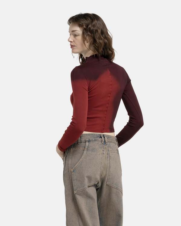 ECKHAUS LATTA Lapped Baby Turtleneck - Maroon Blur | Garmentory