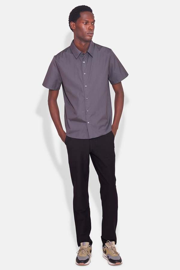 Blue&Cream Poplin Short Sleeve - Buttondown Charcoal