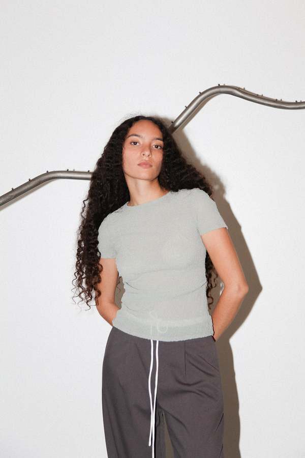 KkCo Gauze Ruched Tee - Ash