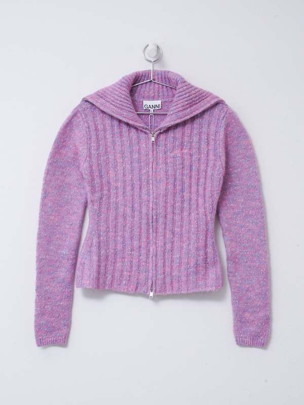 Ganni Alpaca Cotton Mix Highneck - Rose Violet | Garmentory