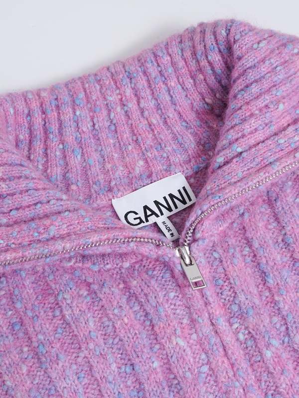 Ganni Alpaca Cotton Mix Highneck - Rose Violet | Garmentory