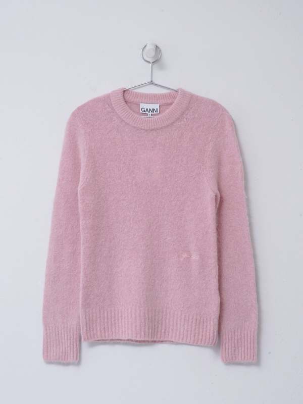 Ganni Brushed Alpaca O-neck - Chalk Pink | Garmentory Ganni Brushed Alpaca O-neck - Chalk Pink | Garmentory