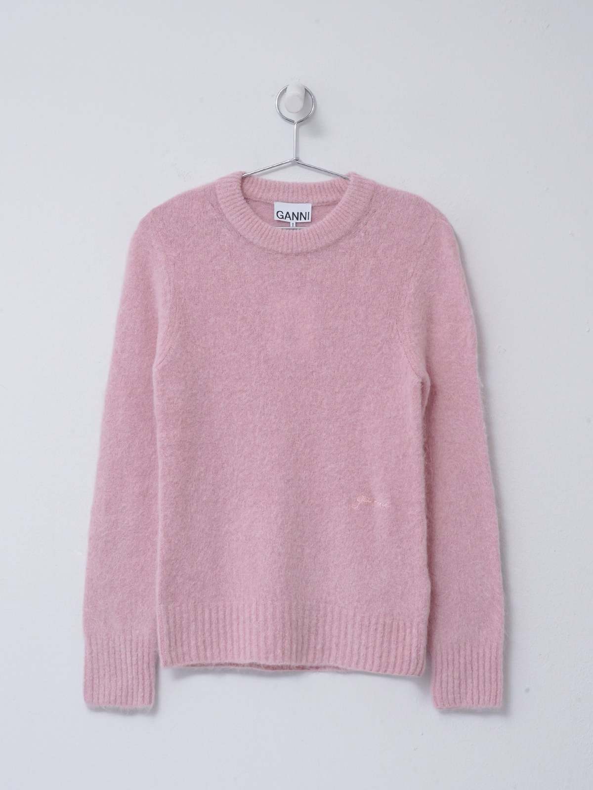 Ganni Brushed Alpaca O-neck - Chalk Pink | Garmentory
