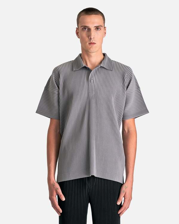 HOMME PLISSE ISSEY MIYAKE MC May Polo Shirt - Warm Gray | Garmentory
