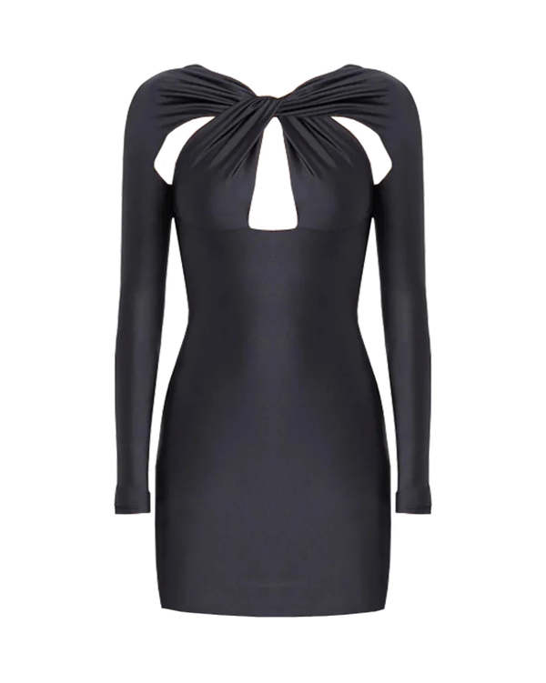 Twisted Cut-Out Jersey Dress - black | Garmentory