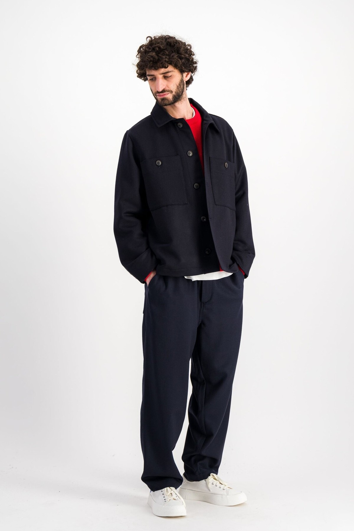Parages Ropa Parages Cargo Wool Overshirt - Navy | Garmentory
