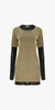 Priscavera Velvet Mesh Layered T-Shirt Dress - Obsidian/Olive Oil - Thumbnail 5
