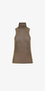 Priscavera Velvet Mesh Turtleneck Tank - Olive Oil - Thumbnail 4