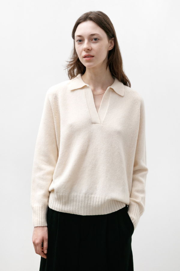 Sunspel Lambswool Polo - Ecru